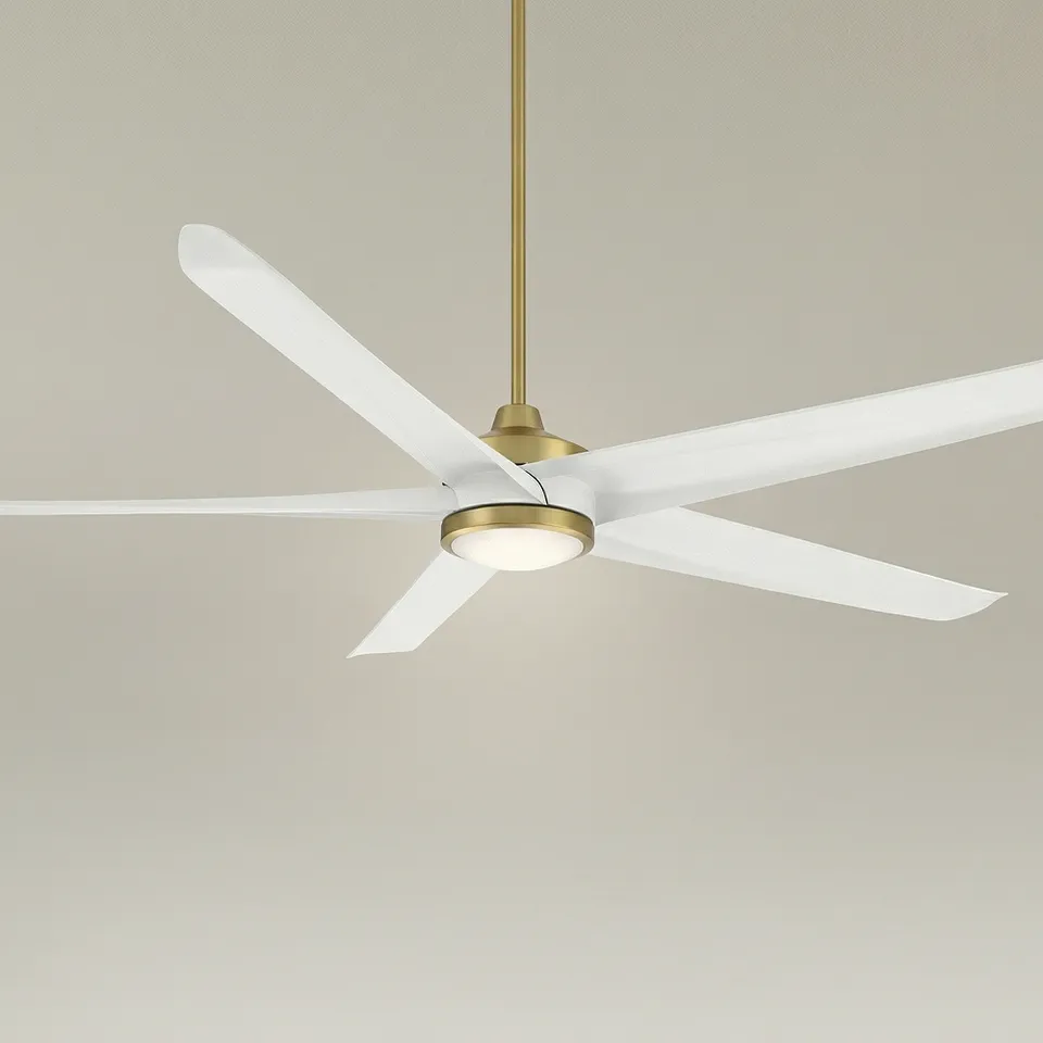 72" Casa Vieja Forma Brass and White LED Indoor/Outdoor Ceiling Fan