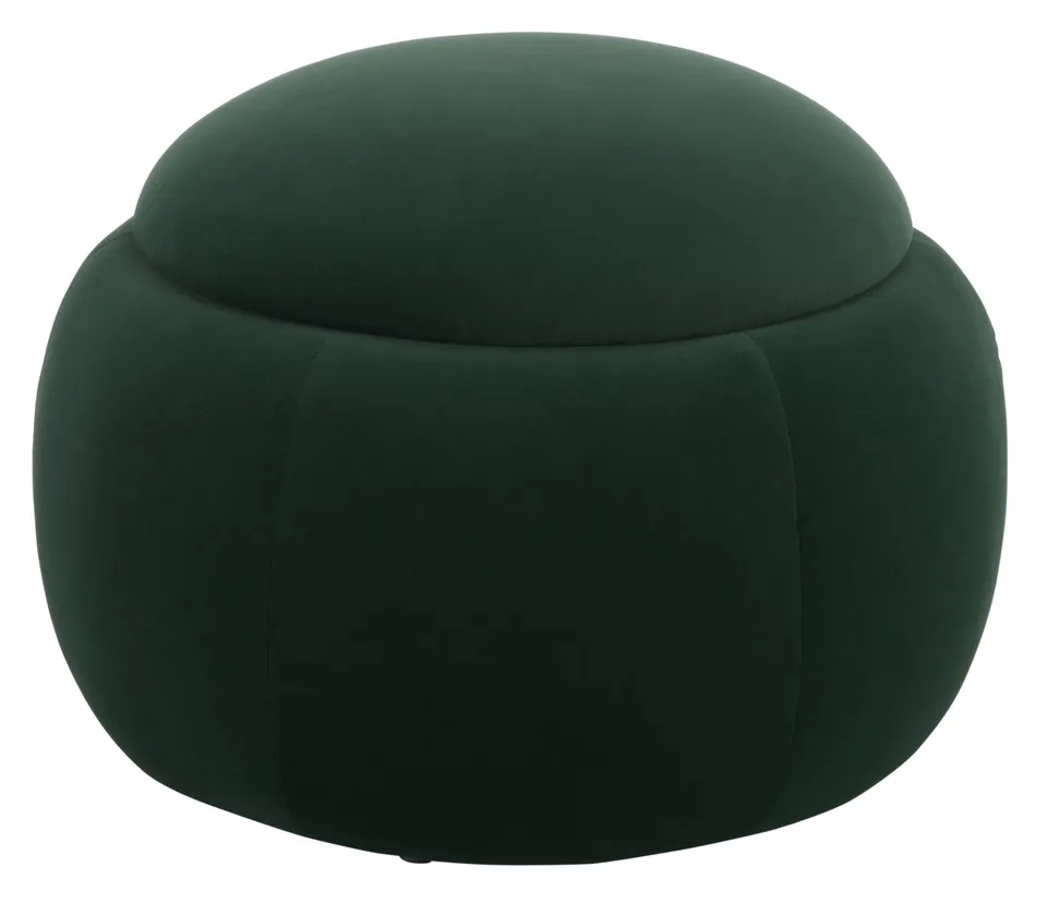 Siara Round Storage Ottoman - Hunter Green