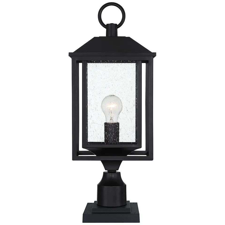 John Timberland Califa 21 3/4" Black and Seeded Glass Pier Mount Light