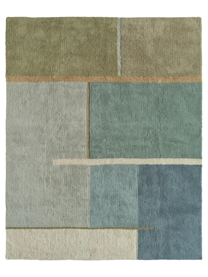 Dashel AIB12 Tufted Color Block Blue/Multicolor Area Rug (18" Swatch)