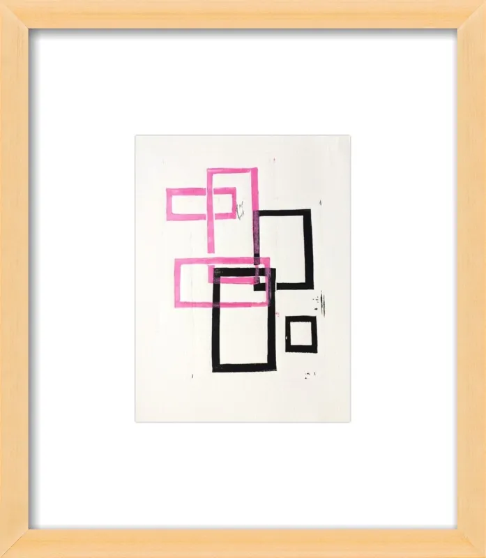 Pink and Black Geometric Squares x2 by Stacy Rajab for Artfully Walls