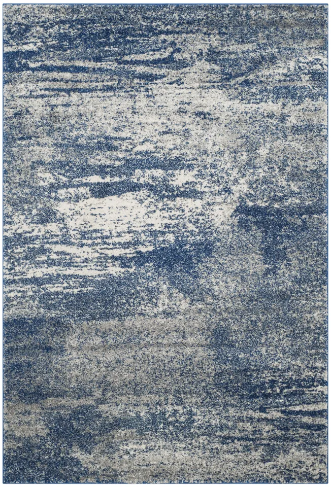 Arlo Home Woven Area Rug, EVK272A, Navy/Ivory,  4' X 6'
