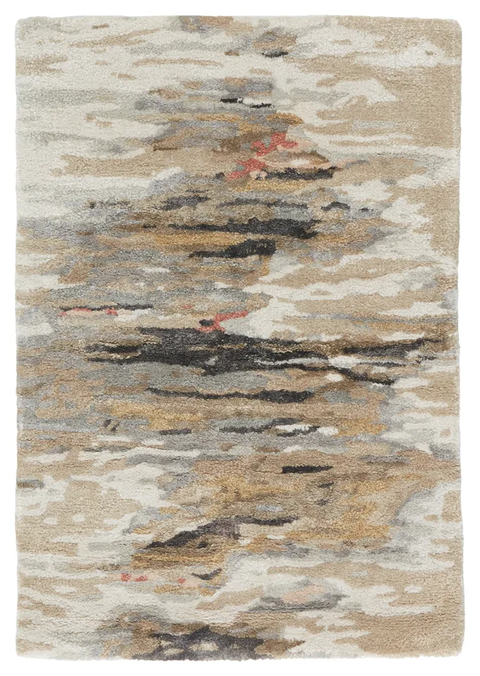 Ryenn Handmade Abstract Taupe/ Blush Area Rug (2'X3')