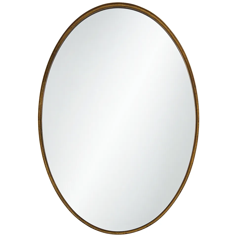 Uttermost Kasmir 22x32 Transitional Bath Living Room Gold Oval Wall Mirror