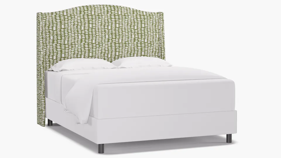 Classic Wingback Headboard, Olive Odalisque, Queen