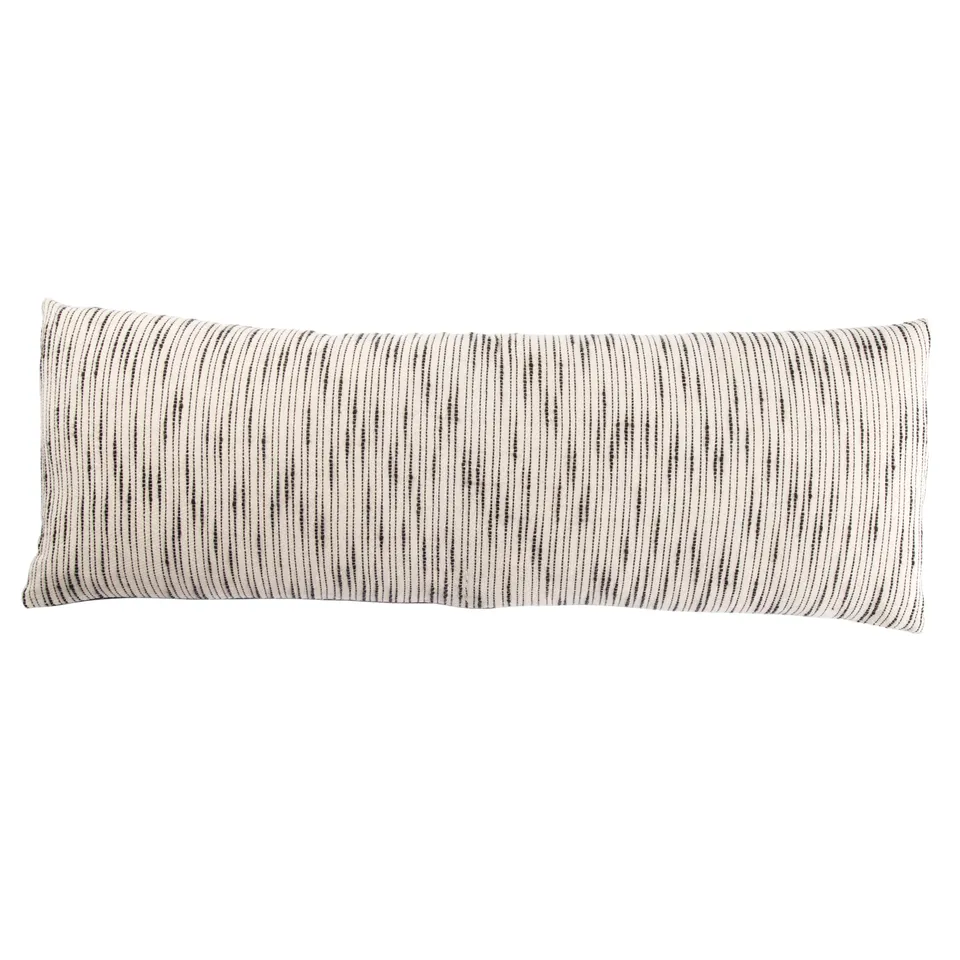 Linnean Striped White/ Gray Pillow Cover (14"X40" Lumbar)