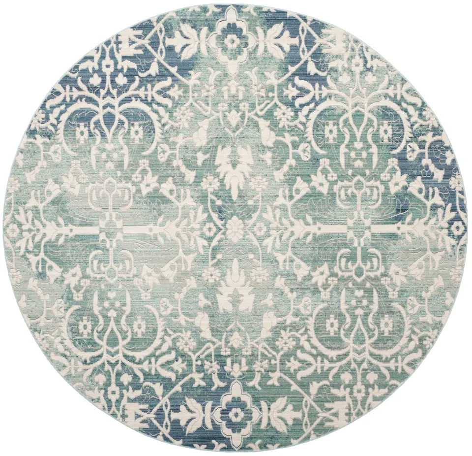 Arlo Home Woven Area Rug, MYS927F, Blue/Ivory,  6' 7" X 6' 7" Round