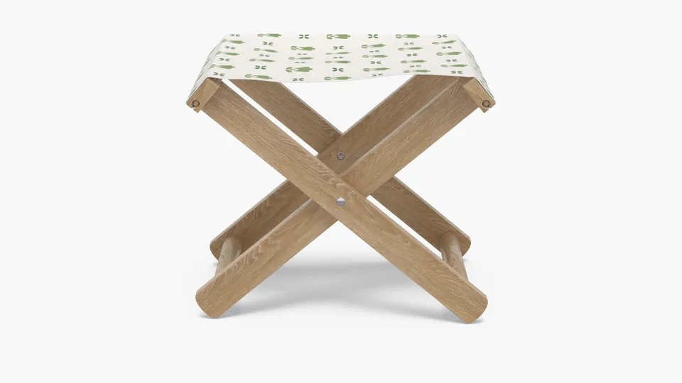 Teak Cabana Stool, Jade Mod Fleur
