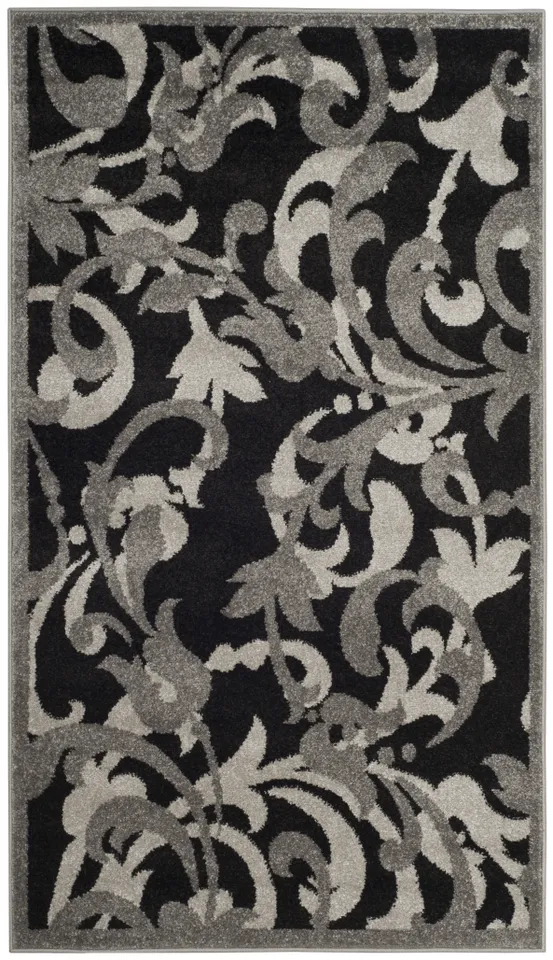 Arlo Home Indoor/Outdoor Woven Area Rug, AMT428G, Anthracite/Light Grey,  4' X 6'