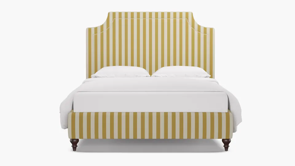 Deco Bed, Citrine Cabana Stripe, Espresso Traditional Turned Leg, Queen