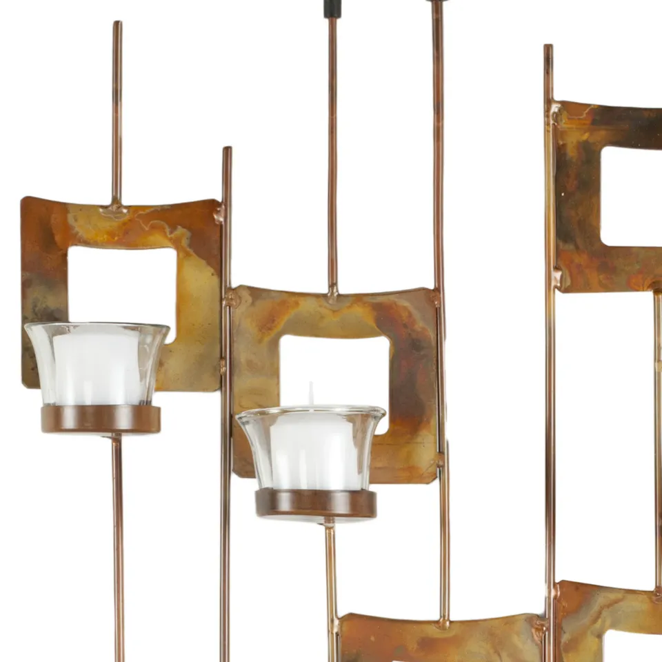 8 Votive Squares Wall Decor - Antique Brass