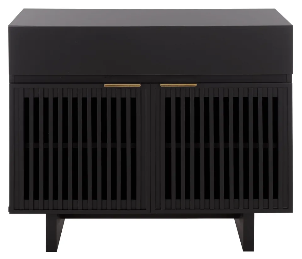 Quaid 1 Drawer 2 Door Nightstand - Black / Brass