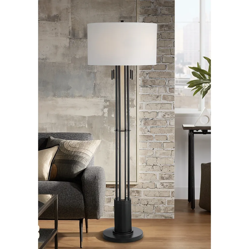 Franklin Iron Works McKinley 73 1/4" Black 4-Pull Chain Floor Lamp