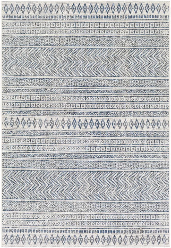 Eagean Blue Outdoor 4'3" x 5'11" Machine Woven Rug
