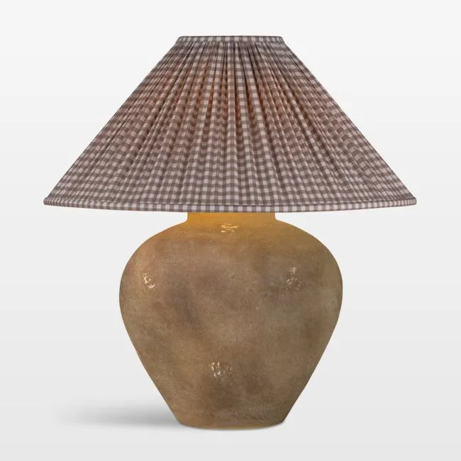 Calabria Table Lamp Gingham Brown Shade 23"