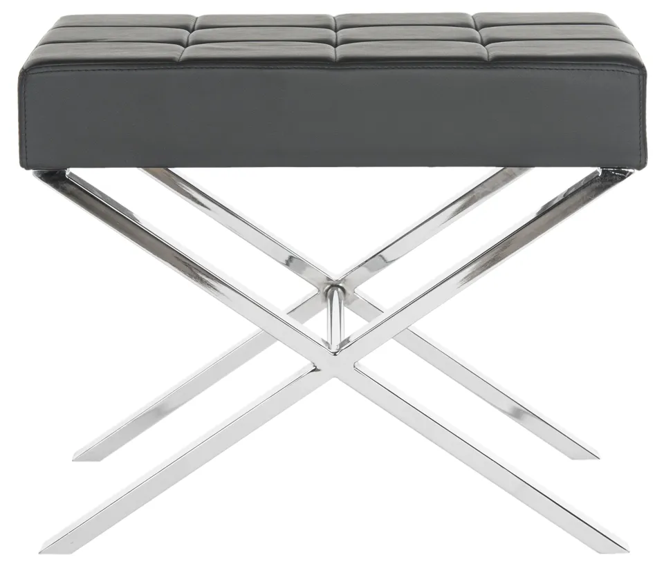 Sienna Ottoman - Black/Chrome