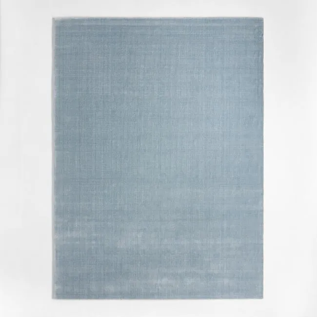Solid Double Stripe Light Blue Kids Performance Area Rug 5'x8'