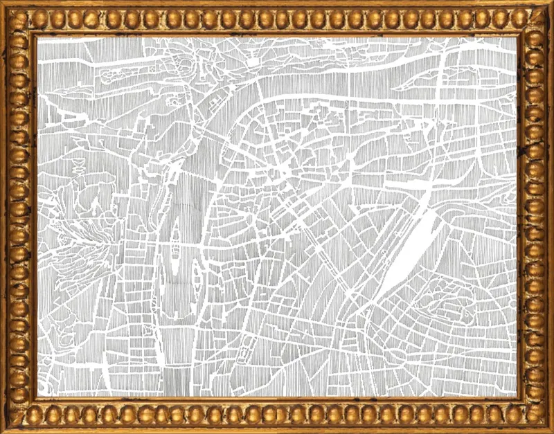 Prague Ink Map by Karen O'Leary for Artfully Walls