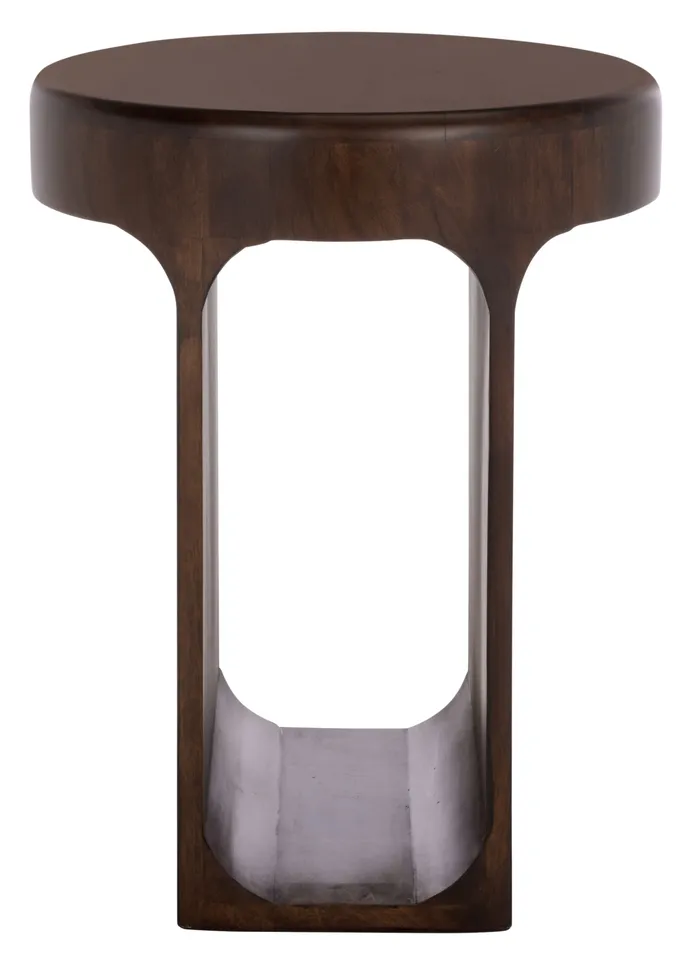 Lobone Round Accent Table - Dark Brown