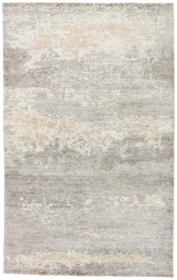 Perla Hand-Knotted Abstract Gray/ White Area Rug (8'X11')