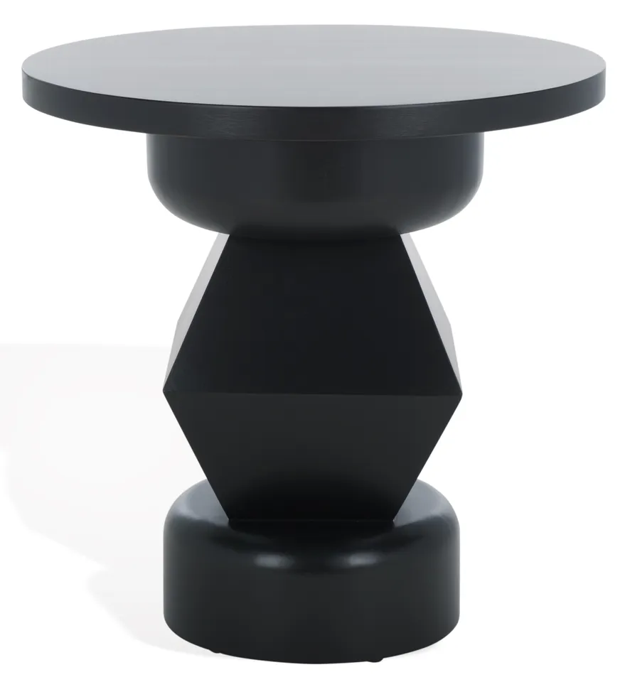 Jaymee Round Wood Accent Table - Black