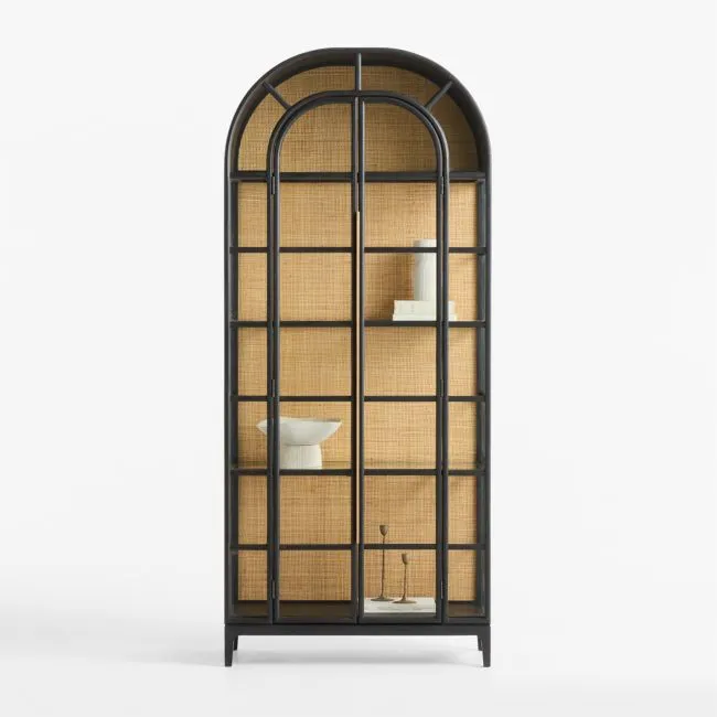 Atrium 37" Black Wood and Glass Storage Display Cabinet