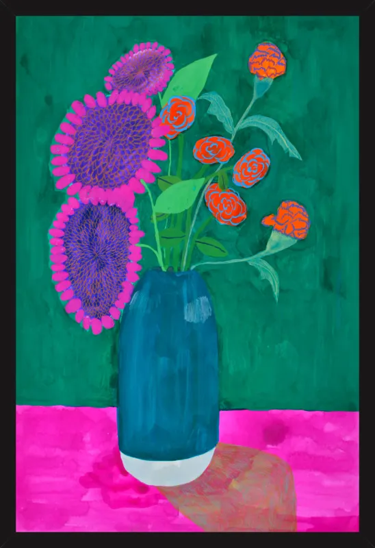 vase with sunflowers and carnations  by Christiane Drapela for Artfully Walls
