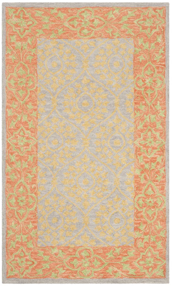 Arlo Home Hand Hooked Area Rug, SZN105A, Orange/Silver,  3' X 5'
