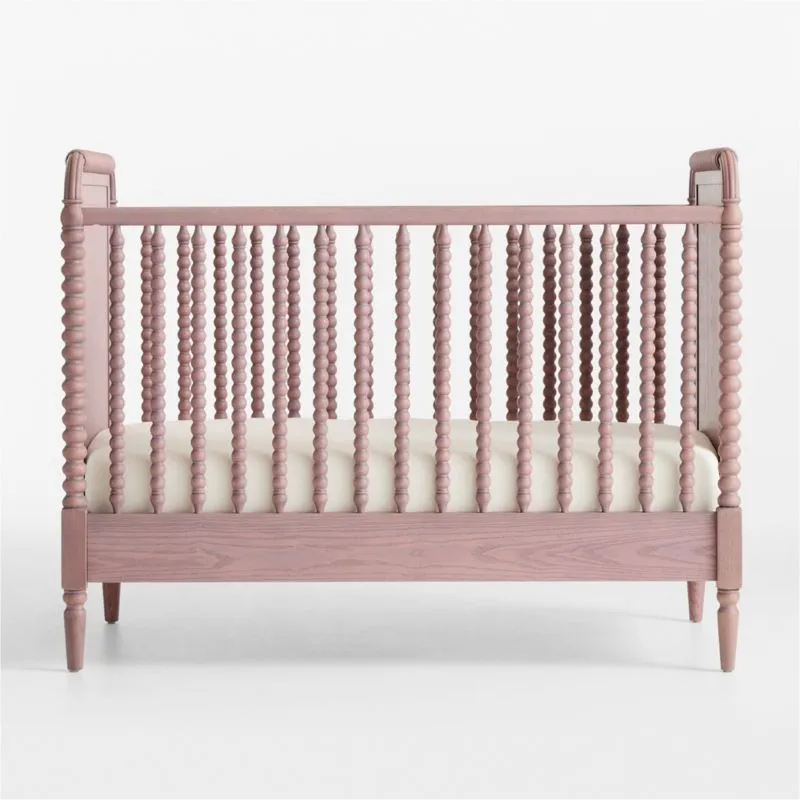 Jenny Lind Heirloom Dyed Lilac Rose Wood Convertible Baby Crib with Toddler Bed Rail