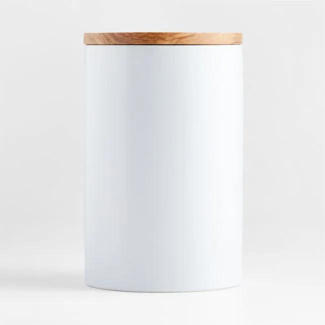 Extra-Large Olivewood and Matte Ceramic Canister
