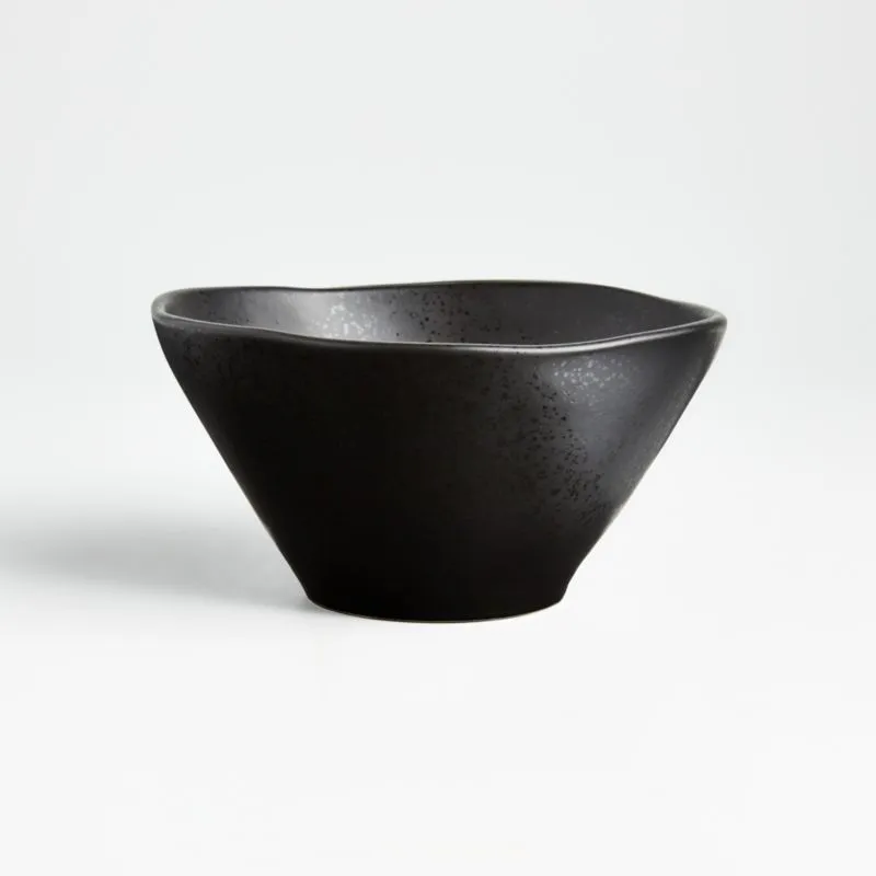 Marin Matte Black Stoneware Cereal Bowls, Set of 8