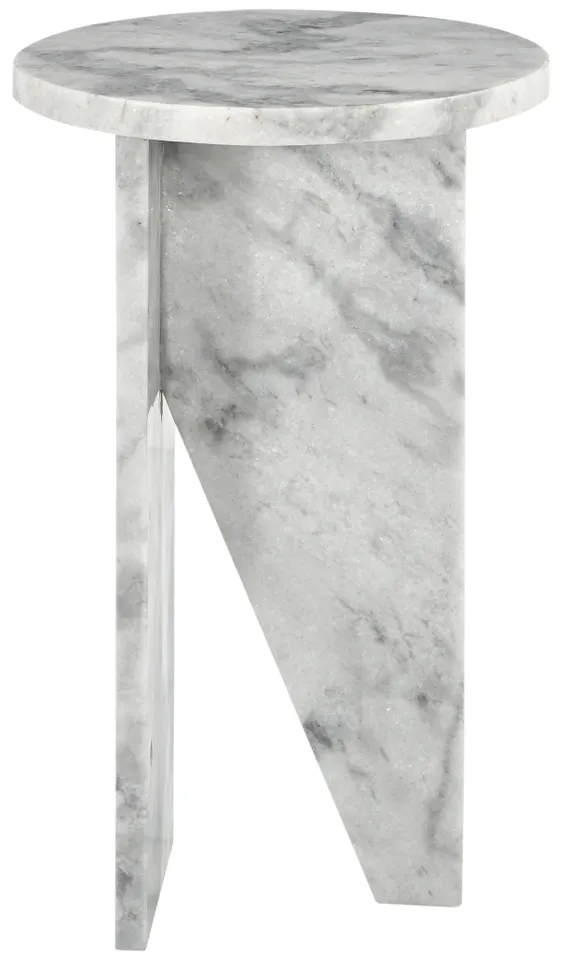 Devlin Marble Drink Table - White