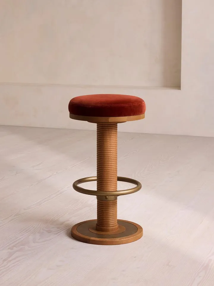 Bryden Counter Stool, Velvet, Rust US