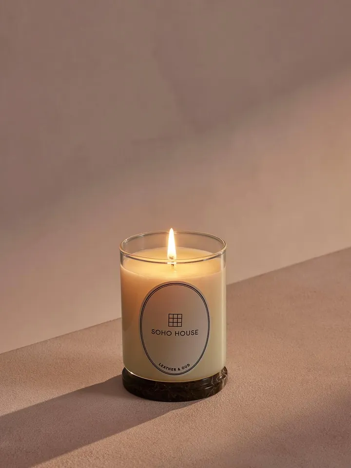 Leather & Oud Candle, Dark Emperador Marble, Refill, 250g, Member Exclusive