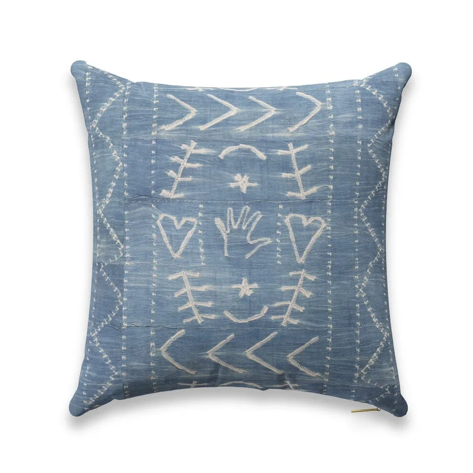Heart in Hand Indigo Pillow by St. Frank | Blue | 26" W x 26" H | Linen