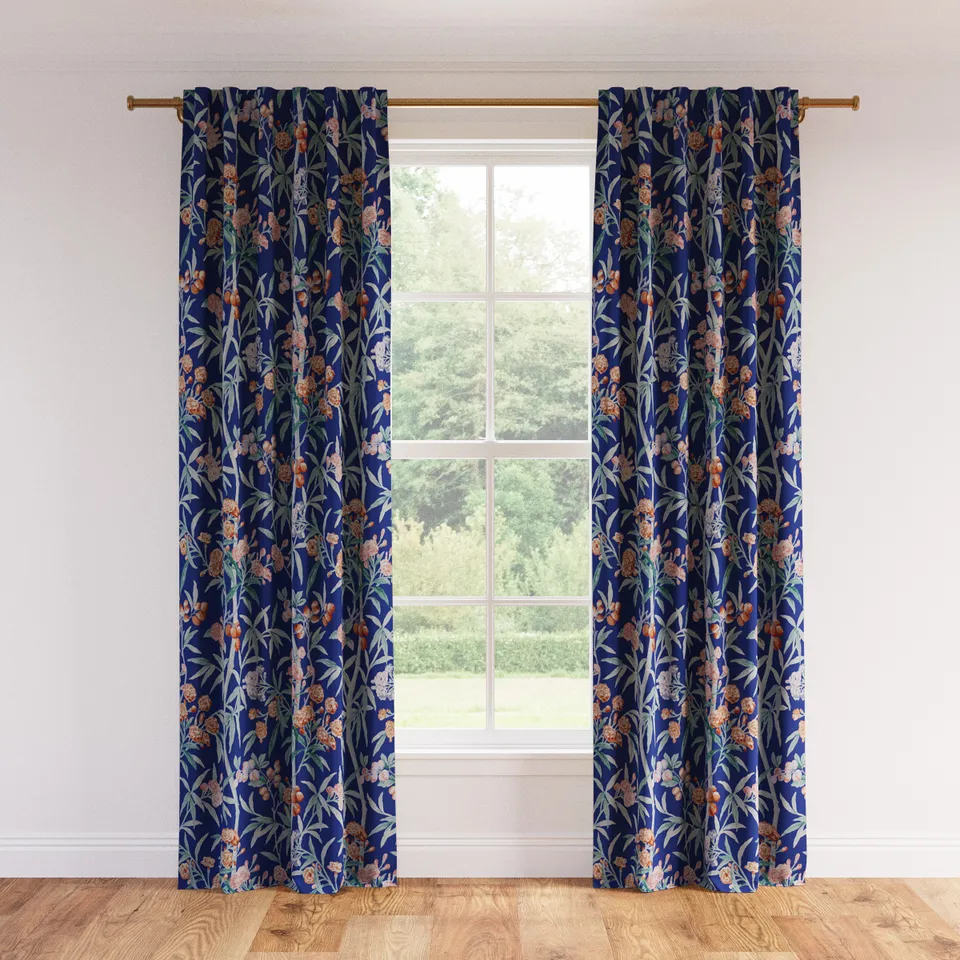 Printed Linen Curtain, Lapis Lanai, 50" x 96", Privacy