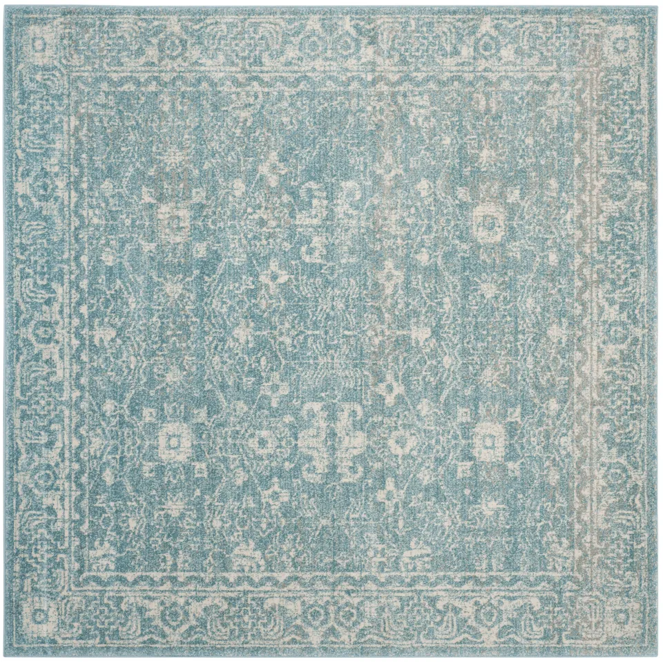 Arlo Home Woven Area Rug, EVK270D, Light Blue/Ivory,  5' 1" X 5' 1" Square