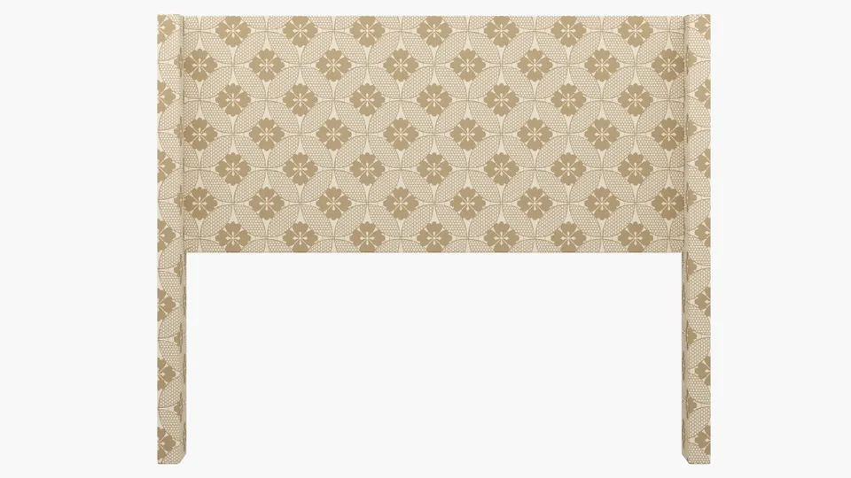 Modern Wingback Headboard, Rattan Solaire, Queen