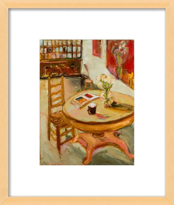Still Life with open book on table by Ana Guzman for Artfully Walls