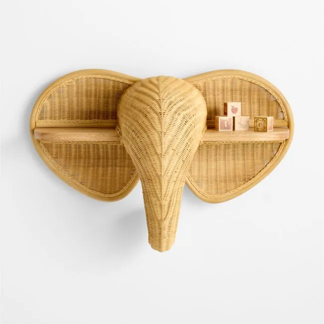 Rattan Elephant Kids Wall Shelf