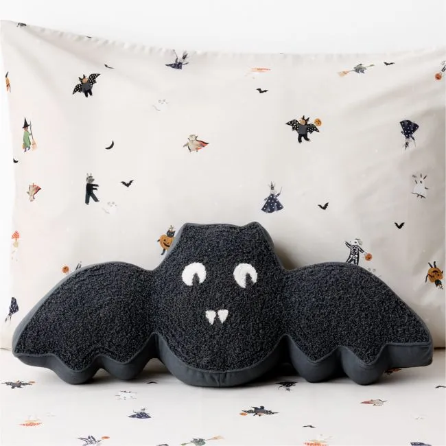 Halloween Bat Kids Throw Pillow by Joan Anderson