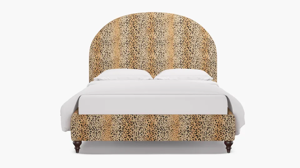 Demilune Bed, Leopard, Espresso Traditional Turned Leg, Twin