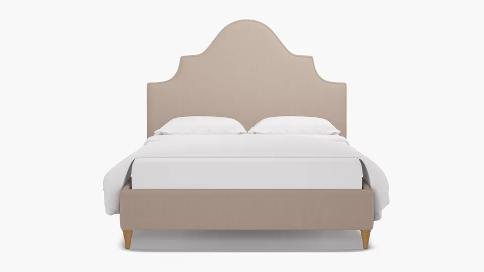 Statement Bed, Husk Everyday Linen, Natural Decorative Tapered Leg, Twin