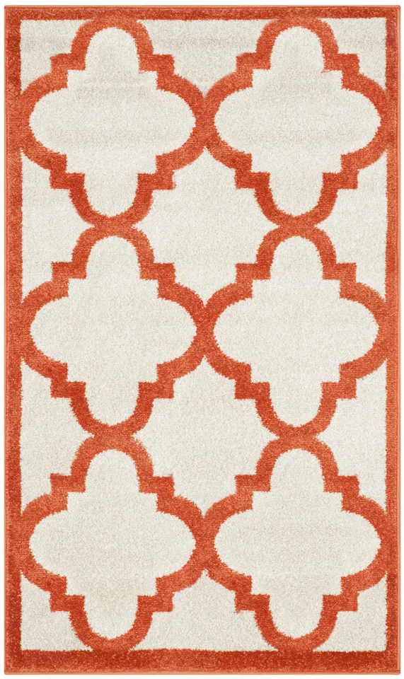 Arlo Home Indoor/Outdoor Woven Area Rug, AMT423F, Beige/Orange,  2' 3" X 9'