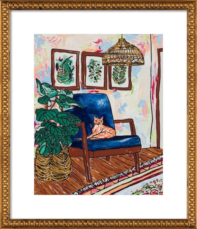 Ginger Cat in Mid Century Chair by Lara Lee Meintjes for Artfully Walls