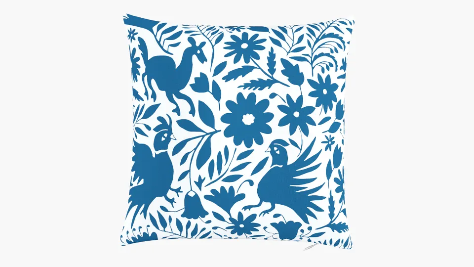Outdoor 16" Throw Pillow, Cerulean Frida, 16" x 16"