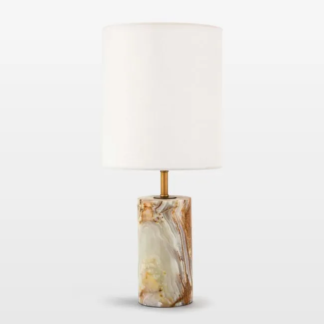 Jade and Brass Mini Cylinder Lamp