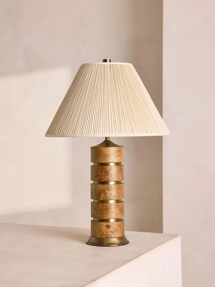 Clover Table Lamp, Mappa Burl, US