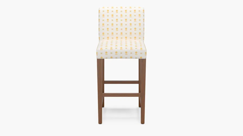Signature Dining Bar Stool, Buttercup Mod Fleur, Walnut Square Tapered Leg