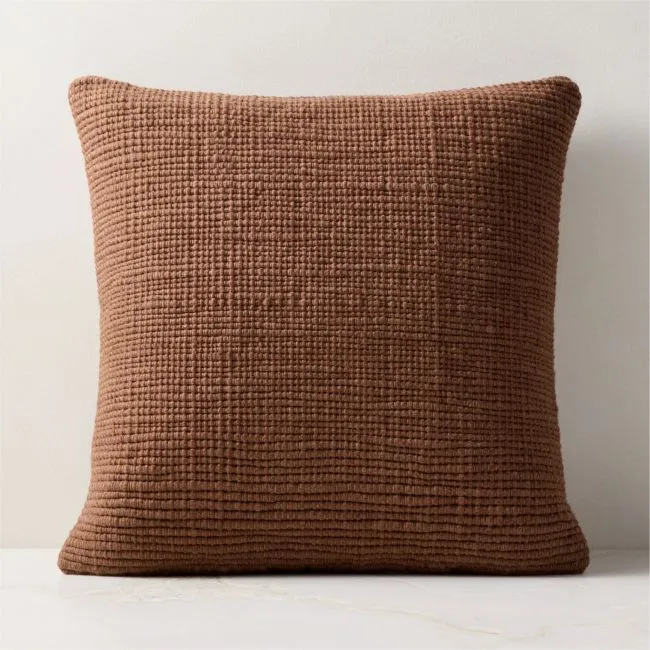 Monira Handwoven Camel Chunky Wool and Cotton Throw Pillow Cover 20"x20"